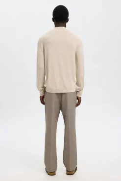 Selected Jersey cuello mock 100% lana merino. Beige