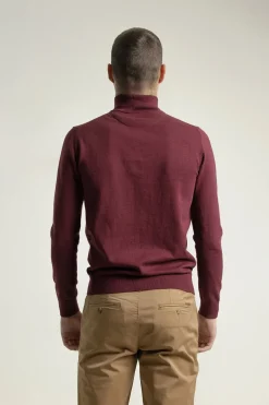 PuroEGO Jersey cuello mock cremallera Granate Sale