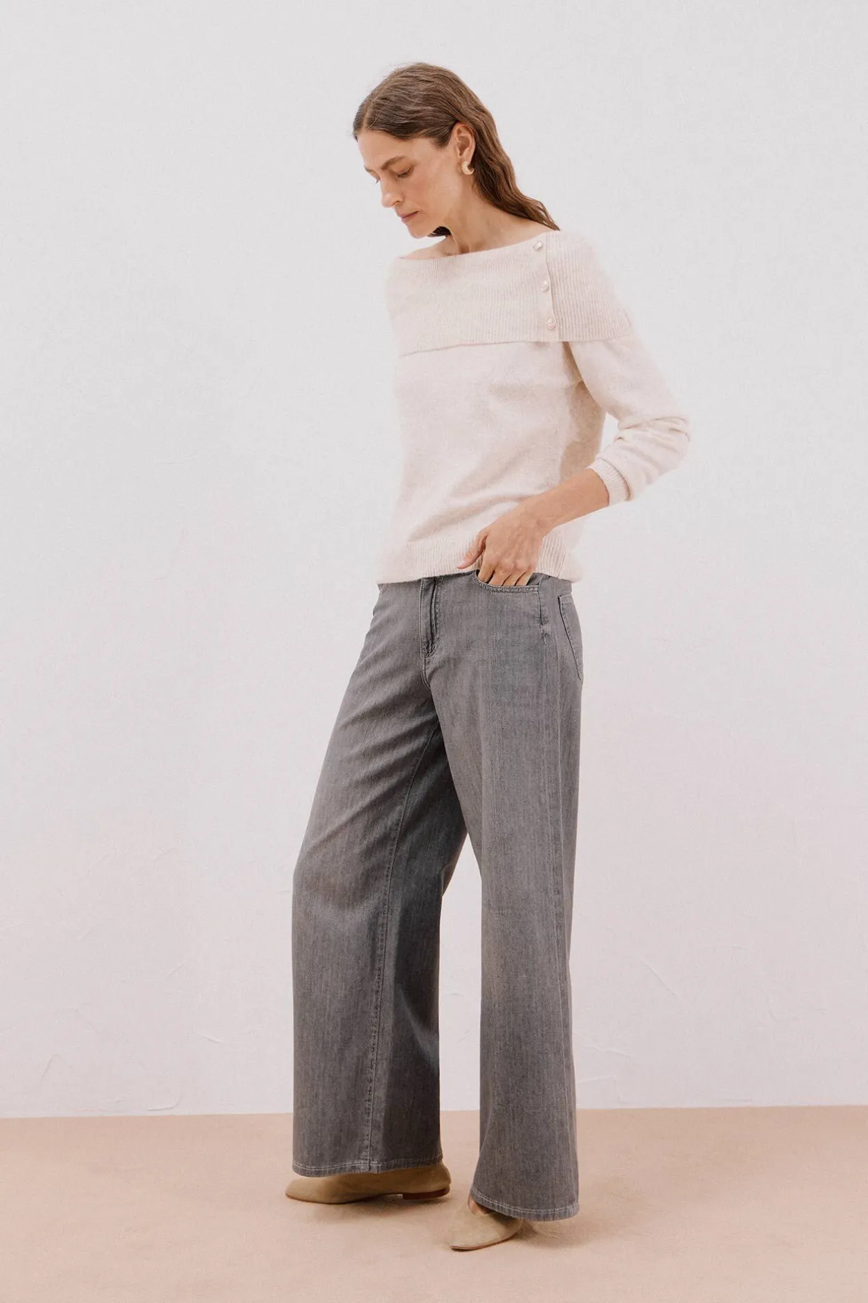 Cortefiel Jersey cuello multiposición Marfil Best