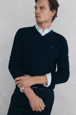 Pedro del Hierro Jersey cuello pico Azul Outlet