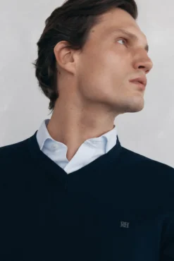 Pedro del Hierro Jersey cuello pico Azul Outlet