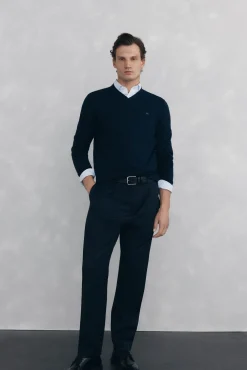 Pedro del Hierro Jersey cuello pico Azul Outlet