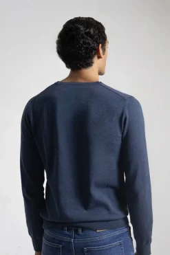 PuroEGO Jersey cuello pico algodón Azul Clearance