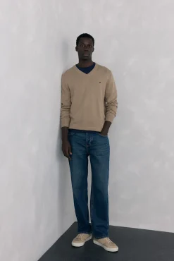 Pedro del Hierro Jersey cuello pico lana merino y cashmere Beige Online