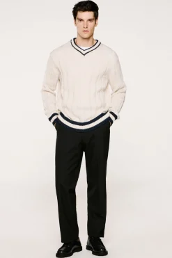 Selected Jersey cuello pico lana y alpaca Blanco Online