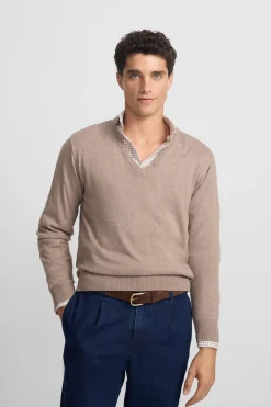 Silbon Jersey cuello pico retro Marr&oacute;n Outlet