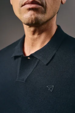 OOTO Jersey cuello polo algodón Azul marino Discount