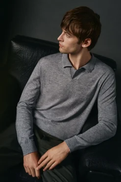 OOTO Jersey cuello polo algodón Gris Clearance