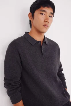 Springfield Jersey cuello polo botones gris Discount