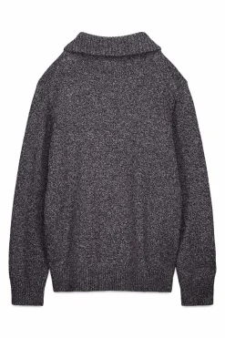 OOTO Jersey cuello polo cremallera algodón Gris oscuro Sale