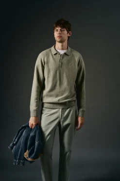 OOTO Jersey cuello polo lana Kaki