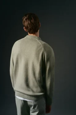 OOTO Jersey cuello polo lana Kaki