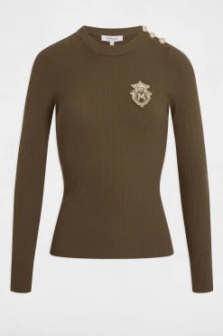 Morgan Jersey cuello redondo Kaki Clearance