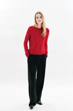 Caroll Jersey cuello redondo 100% cachemir Rojo