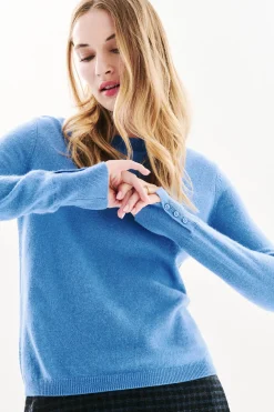 Caroll Jersey cuello redondo 100% cachemir Azul Outlet