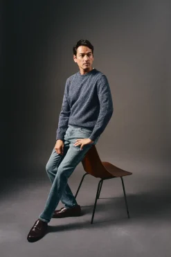 OOTO Jersey cuello redondo algodón torzal Azul New