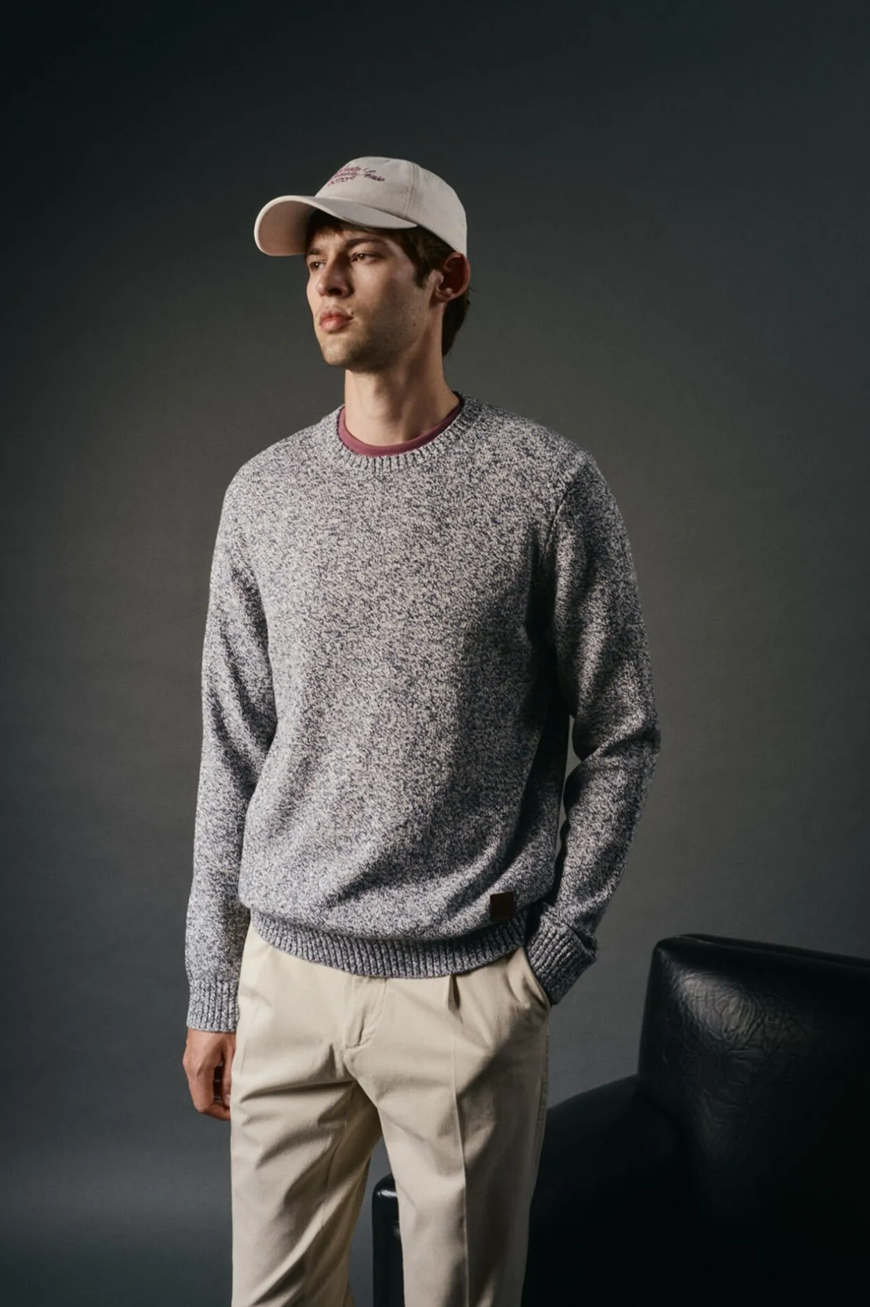 OOTO Jersey cuello redondo algodón torzal Azul oscuro New