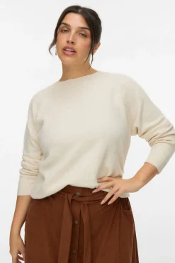 Vero Moda Curve Jersey cuello redondo talla grande Beige Best