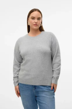 Vero Moda Curve Jersey cuello redondo talla grande Gris Outlet