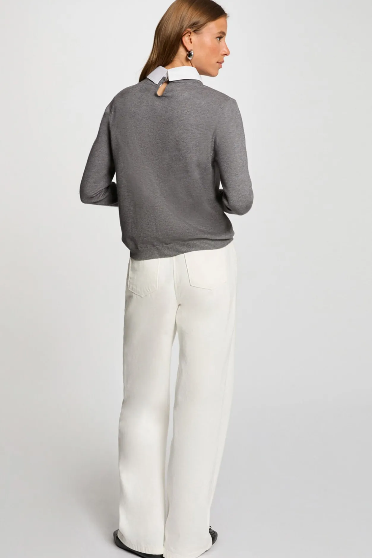 Morgan Jersey cuello tipo camisa Gris Clearance