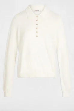 Morgan Jersey cuello tipo polo Marfil Sale