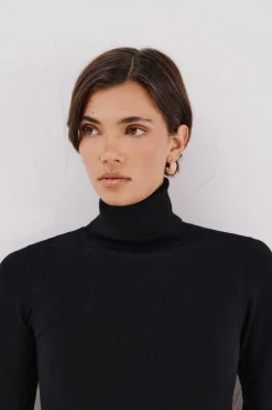 Cortefiel Jersey cuello vuelto Negro Outlet
