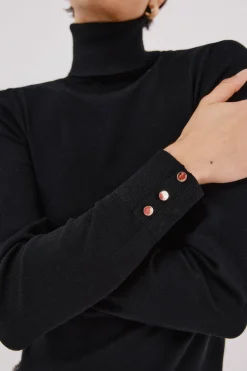 Cortefiel Jersey cuello vuelto Negro Outlet