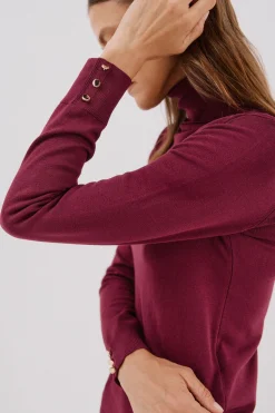 Cortefiel Jersey cuello vuelto Granate New