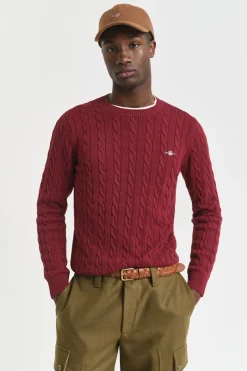Gant Jersey de algodón con cuello redondo Rojo Sale