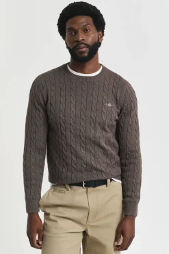 Gant Jersey de algodón con cuello redondo Marr&oacute;n oscuro Hot