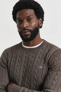 Gant Jersey de algodón con cuello redondo Marr&oacute;n oscuro Hot