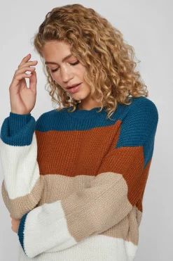 Vila Jersey de canalé con rayas Multicolor Sale