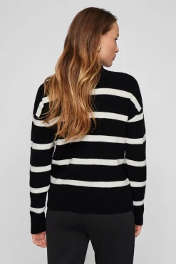 Vila Jersey de canalé con rayas Negro Outlet