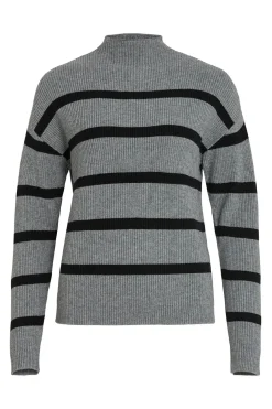 Vila Jersey de canalé con rayas Gris Online