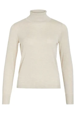 Vila Jersey de cuello alto con viscosa Beige Best