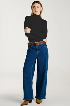 Vila Jersey de cuello alto con viscosa Negro Outlet