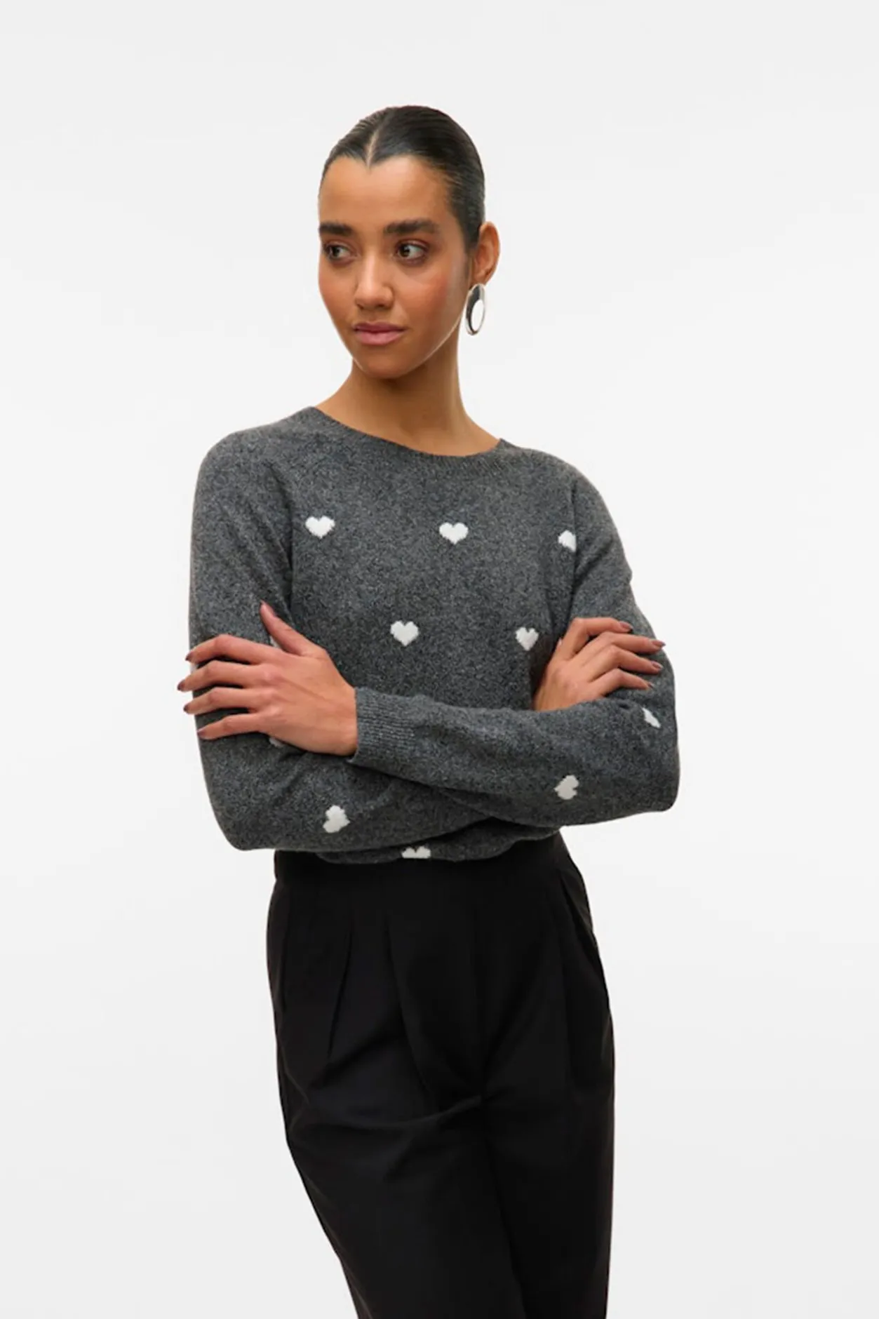 Vero Moda Jersey de cuello redondo Gris oscuro Hot