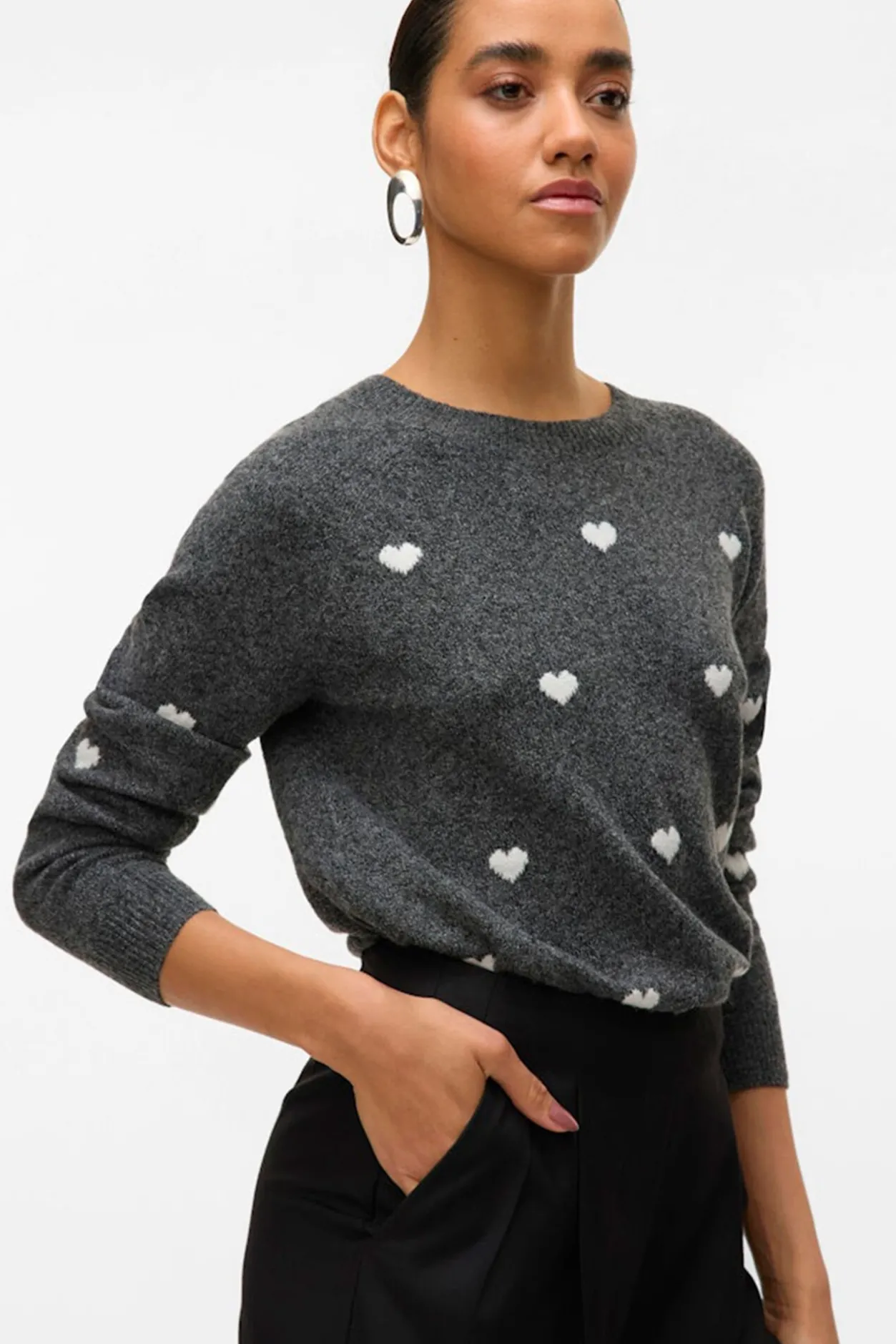 Vero Moda Jersey de cuello redondo Gris oscuro Hot