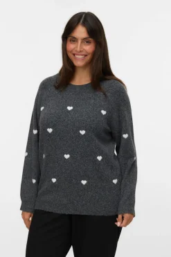 Vero Moda Curve Jersey de cuello redondo talla grande Gris oscuro Sale