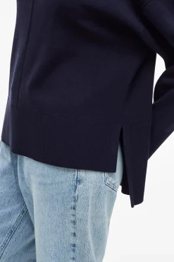 Vila Jersey de cuello vuelto con viscosa Azul marino Discount