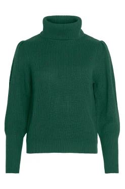 Vila Jersey de cuello vuelto con canalé Verde Clearance