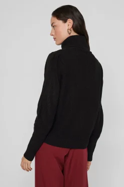 Vila Jersey de cuello vuelto con canalé Negro Best