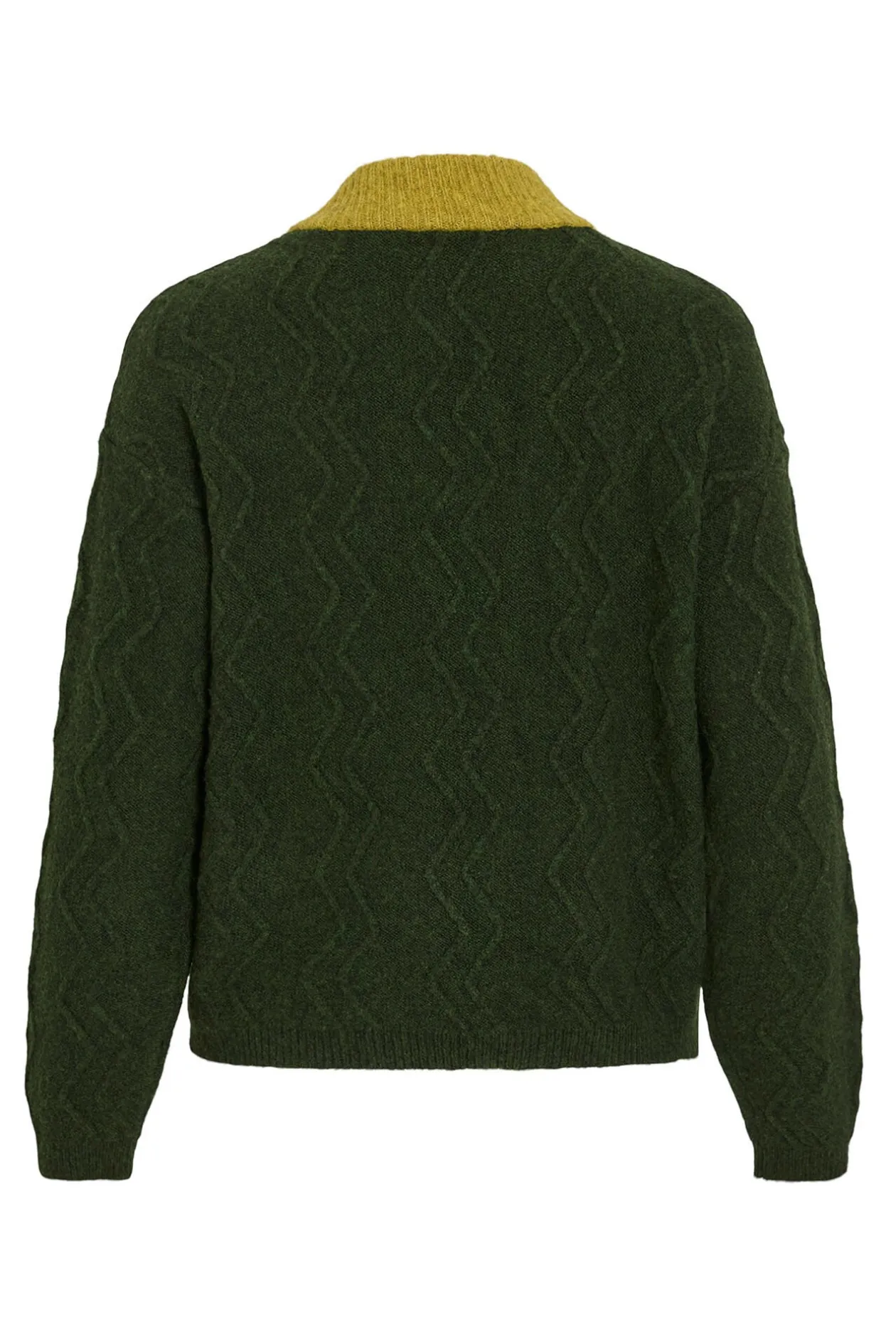 Vila Jersey de lana con botones en el cuello Verde oscuro Sale