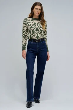 Salsa Jeans Jersey de lana con jacquard Verde Clearance