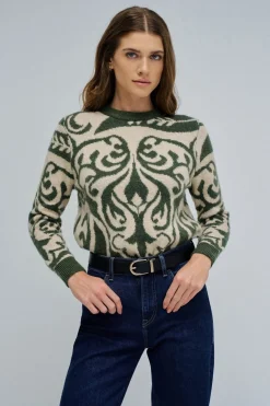 Salsa Jeans Jersey de lana con jacquard Verde Clearance