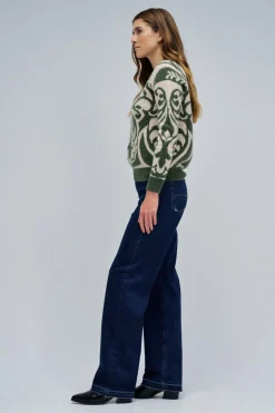 Salsa Jeans Jersey de lana con jacquard Verde Clearance