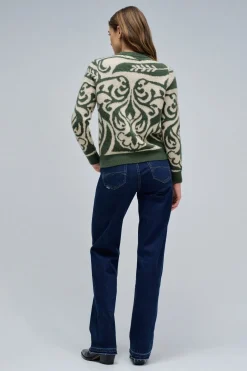 Salsa Jeans Jersey de lana con jacquard Verde Clearance