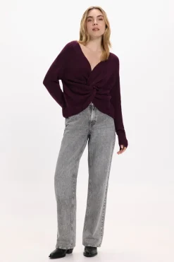 Vila Jersey de lana reversible Morado