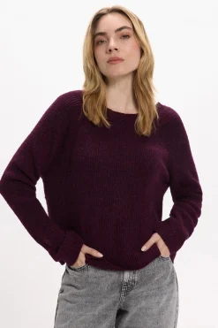 Vila Jersey de lana reversible Morado