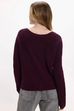 Vila Jersey de lana reversible Morado